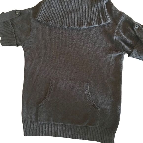 BCBG maxazria long dark grey wool blend short sleeve sweater turtleneck sz S - Picture 5 of 9